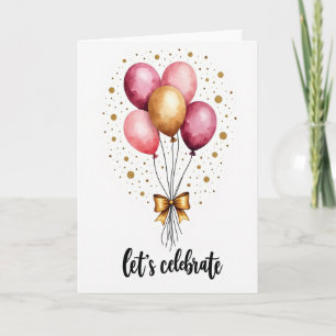 Feestelijke Gouden Ballonnen Kaart