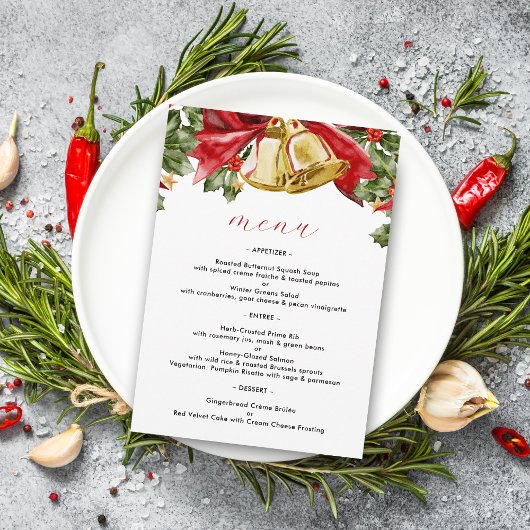 Feestelijke Gouden Bellen Kerst Dinnerfeest Menu