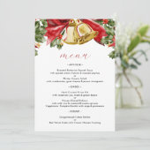 Feestelijke Gouden Belletjes Kerst Diner Feestje Menu (Staand voorkant)