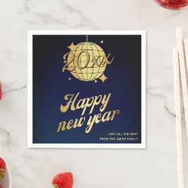 Feestelijke gouden blauwe nieuwjaarskaart Vakantie Servet