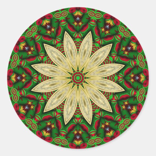 Feestelijke gouden bloemblaadjes ronde sticker (Voorkant)