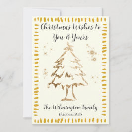 Feestelijke Gouden Boom Familie Foto Kerst Flat Kaart