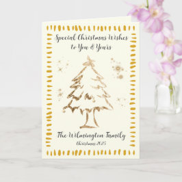 Feestelijke Gouden Boom Familie Foto Kerst Vouwen Kaart