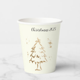 Feestelijke Gouden Boom Kerstfeest Papieren Bekers