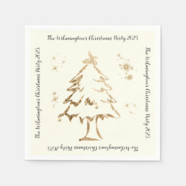 Feestelijke Gouden Boom Kerstfeest Servet