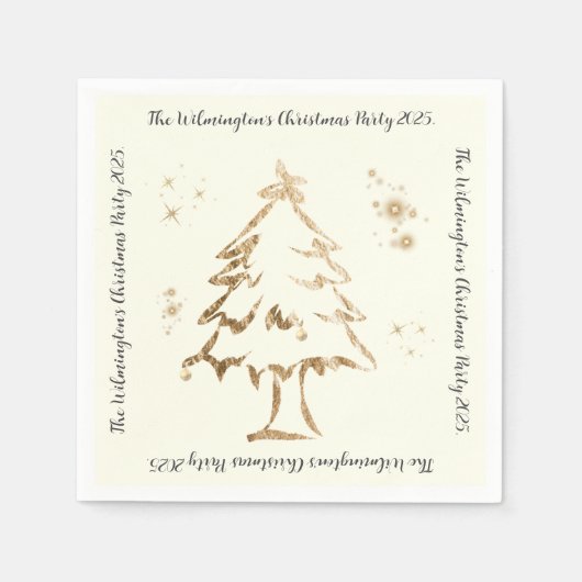 Feestelijke Gouden Boom Kerstfeest Servet (Voorkant)
