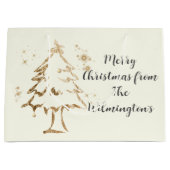 Feestelijke Gouden Boom Kerstmis Groot Cadeauzakje (Voorkant)