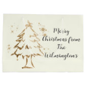 Feestelijke Gouden Boom Kerstmis Groot Cadeauzakje (Achterkant)