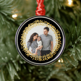 Feestelijke Gouden Confetti Foto Vakantie Kerstmis Metalen Ornament