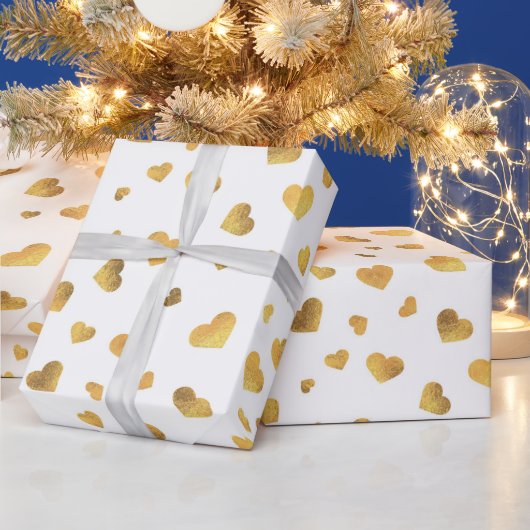 Feestelijke Gouden Confetti Harten Cadeau Cadeaupapier (Feestdagen)