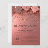 Feestelijke Gouden Confetti op Pink Graduation Par Kaart (Voorkant)