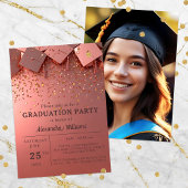 Feestelijke Gouden Confetti op Pink Graduation Par Kaart