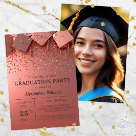 Feestelijke Gouden Confetti op Roze Afstudeerfeest Kaart