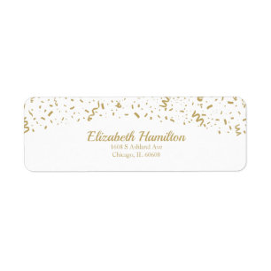Feestelijke Gouden Confetti Witte Retourlabel Etiket