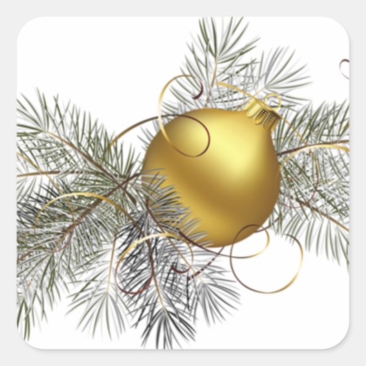 Feestelijke Gouden Decoratie Vierkante Sticker (Voorkant)