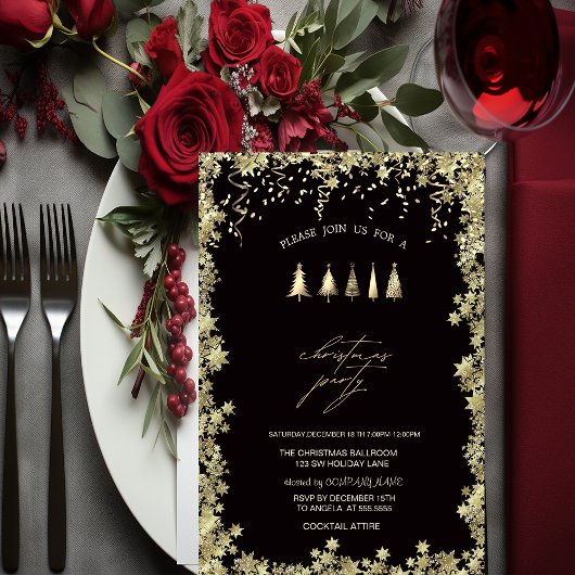 Feestelijke Gouden Dennenbomen, Sterren Kerstfeest Kaart