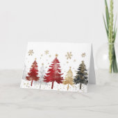 Feestelijke gouden folie en rode kerstscène kaart (Voorkant)