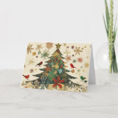 Feestelijke gouden folie kerstboom ontwerp kaart (Voorkant)