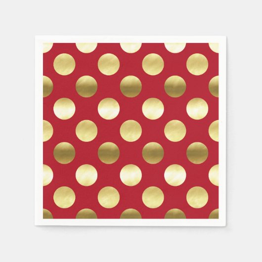 Feestelijke gouden folie Polka stippen rood Servetten (Voorkant)
