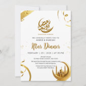 Feestelijke Gouden Halve Maan Ramadan Iftar-diner Kaart (Voorkant)