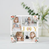 Feestelijke gouden Joy Kerstmis Groen Fotokaart (Staand voorkant)