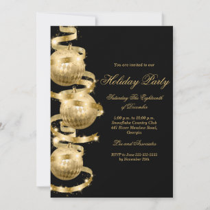 Feestelijke Gouden Kerstbal Kerstfeest Uitnodiging