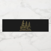 Feestelijke gouden kerstbomen Elegante vakantie Waterfles Etiket (Enkel label)
