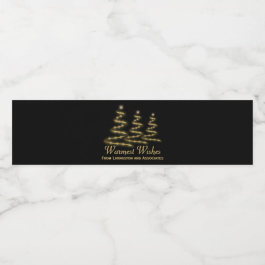 Feestelijke gouden kerstbomen Elegante vakantie Waterfles Etiket (Enkel label)