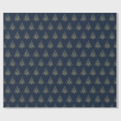 Feestelijke gouden kerstbomen Navy Blue Cadeaupapier (Vlak)