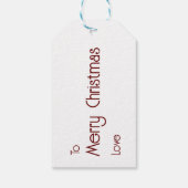 Feestelijke gouden kerstbomen op rood cadeaulabel (Achterkant)