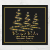 Feestelijke gouden kerstbomen Warmste wensen Bier Etiket (Enkel label)