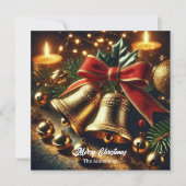 Feestelijke gouden kerstklokken en decoraties feestdagenkaart (Voorkant)