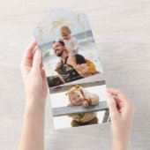 Feestelijke gouden lijn getrokken lint Lijst 1-fot All In One Uitnodiging (Afscheurbaar)