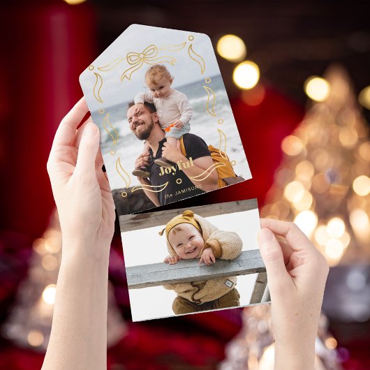 Feestelijke gouden lijn getrokken lint Lijst 1-fot All In One Uitnodiging