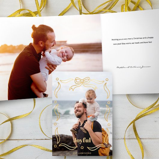 Feestelijke gouden lijn getrokken lint Lijst 1-fot Drieluik Kaart