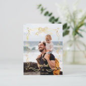 Feestelijke gouden lijn getrokken lint Lijst 1-fot Feestdagenkaart (Staand voorkant)