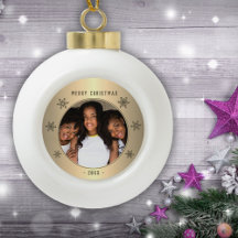 Feestelijke Gouden Metalen Sneeuwvlok Familie Foto