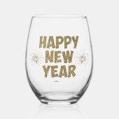 Feestelijke gouden nieuwjaarsborrel wijnglas zonder voet (Voorkant)
