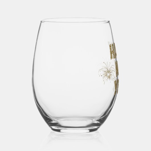 Feestelijke gouden nieuwjaarsborrel wijnglas zonder voet (Rechts)