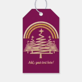 Feestelijke gouden regenboog sprankelend voor bome cadeaulabel