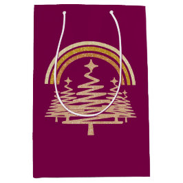 Feestelijke gouden regenboog sprankelend voor bome medium cadeauzakje