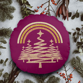 Feestelijke gouden regenboog sprankelend voor bome rond kussen