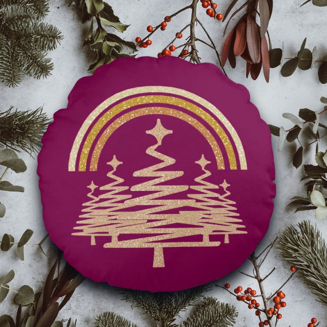 Feestelijke gouden regenboog sprankelend voor bome rond kussen (Creator heeft geüpload)