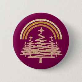 Feestelijke gouden regenboog sprankelend voor bome ronde button 5,7 cm