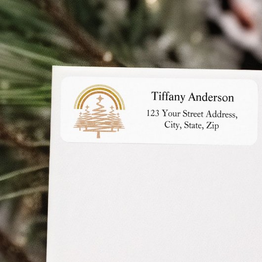 Feestelijke Gouden Regenboog voor Bomen Retouradre Etiket