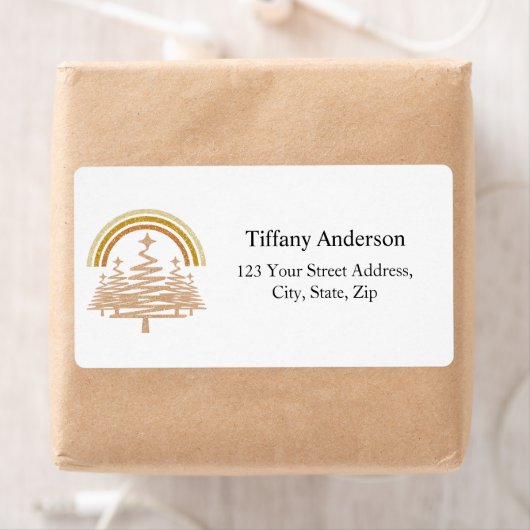 Feestelijke Gouden Regenboog voor Bomen Verzending Etiket (Insitu)