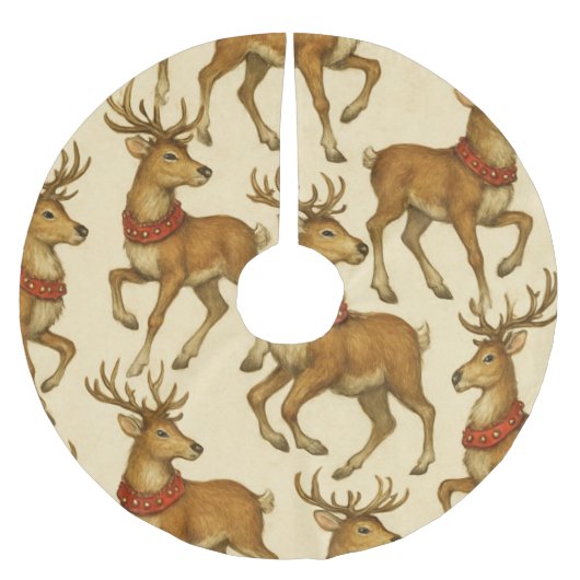 Feestelijke Gouden Rendier Kerst Kerstboom Rok (Voorkant)