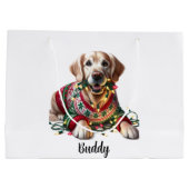 Feestelijke Gouden Retriever Kerst Gift Bag Groot Cadeauzakje (Achterkant)