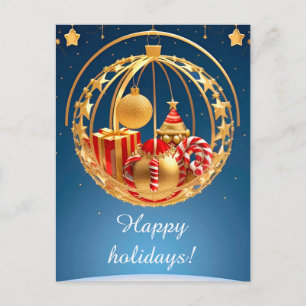 Feestelijke Gouden Rode Kerstversiering Ballen Briefkaart