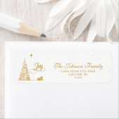 Feestelijke Gouden Script Kerstboom Retouradres  Etiket (Insitu)